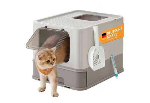 Katzenklo PPT001G01 - Ausziehbare Katzentoilette mit Schaufel und Bürste - Katzentoilette mit ausziehbarem Tablett für einfache Reinigung, inklusive Schaufel und Bürste. Ideal für eine hygienische Katzenhaltung.