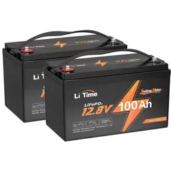 2x LiTime 12V 100Ah TM LiFePO4 Bootsbatterie 1280Wh Solarstromspeicher für Trolling Motor - Schwarz