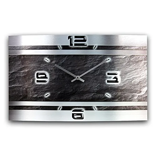 Kreative Feder Abstrakt - Designer-Wanduhr aus Aluminium - Stilvolle Wanduhren aus gebürstetem Aluminium mit leisem Funk- oder Quarzwerk. Ideal für jeden Raum, inklusive unsichtbarer Wandhalterung für eine schwebende Optik. Handgefertigt in Deutschland.