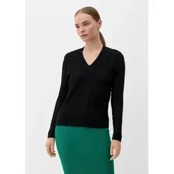 s.Oliver Longpullover Strickpullover Pullover mit Lochmuster schwarz XS (34)