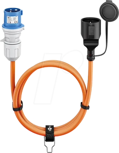 GOOBAY 76224 CEE-Stecker 5m - Camping Adapterleitung 16A/230V - CEE Verlängerungen - Ideal für Camping & Outdoor, wetterfest mit 5m Länge für flexible Stromversorgung und erhöhten Sicherheitsstandard durch orange Signalfarbe.