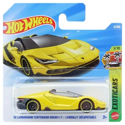 Hot Wheels '16 Lamborghini Centenario Roadster Gelb Druckguss-Spielzeugfahrzeug Maßstab 1:64 Exoticars 1/10