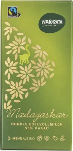 Naturata Dunkle Edelvollmilchschokolade mit 55% Kakao aus Madagaskar (100 g) - Bio