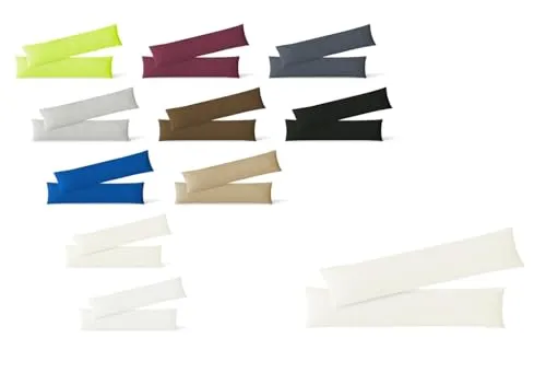 EXKLUSIV HEIMTEXTIL Kissenhülle Kissenbezug Doppelpack mit Reißverschluss hochwertige Jersey Qualität Natur 40 x 145 cm