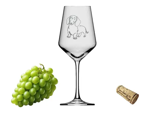 eXODA Weinglas Motiv niedlicher Dackel für Weißwein mit Gravur, 1-tlg., Glas, Atemberaubende Darstellung