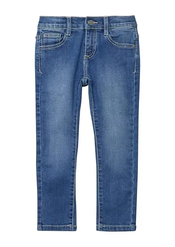 5-Pocket-Jeans S.OLIVER JUNIOR, Jungen, Gr. 128, N-Gr, blau, Denim/Jeans, Obermaterial: 85% Baumwolle, 14% Polyester, 1% Elasthan, unifarben, slim fit lang, Jeans 5-Pocket-Jeans, mit Stretch, slim fit