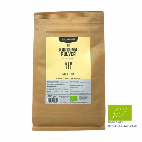 Bio Kurkuma Pulver 500g - Bio-Qualität - gemahlene Kurkumawurzel als Gewürz, Tee