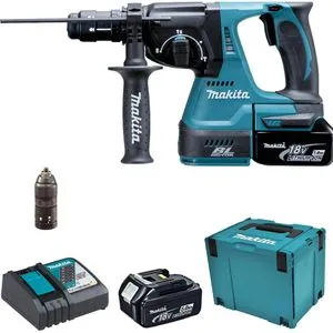 Makita DHR243RTJ Akku-Kombihammer-Set 18,0 V mit 2 Akkus - Bohrmaschinen - Kraftvolles Multitalent mit 2,0 Joule Schlagenergie, ideal für Holz, Beton und Stahl. Leicht und handlich mit Anti-Vibrationsgriff für angenehmes Arbeiten.