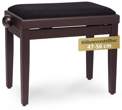 Classic Cantabile Pianobank Rosenholz Matt - Hochwertige Klavier-Sitzbank mit verstellbarer Höhe, rutschfesten Gummifüßen und eleganter Optik