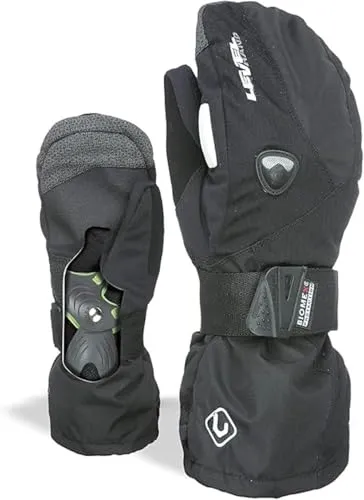 LEVEL FLY Fäustling 2025 black - 10 - Handschuhe mit Biomex Protection System, wasserabweisend und atmungsaktiv, ideal für Snowboarder und Wintersportler, die Wert auf Sicherheit und Komfort legen.