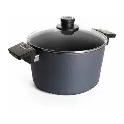 Woll Diamond Lite Topf mit Glasdeckel - Ø 24 cm, Induktiv - Kochtopf aus Aluminiumguss mit herausragender Antihaftversiegelung für fettfreies Kochen. Geeignet für alle Herdarten, backofenfest bis 250 Grad und energiesparend durch gleichmäßige Hitzeübertragung.