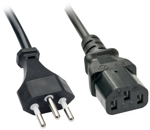 Lindy Strom Anschlusskabel 1x Schweiz-Stecker - 1x Kaltgeräte-Buchse, 70 cm Länge in Schwarz für zuverlässige Stromversorgung