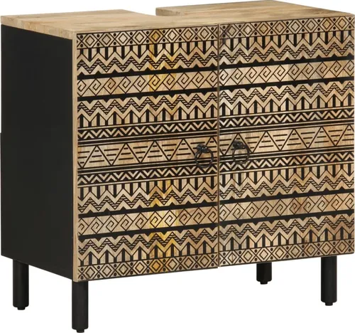 Maison Exclusive Waschbeckenunterschrank Schwarz 62x33x58 cm aus massivem Mangoholz