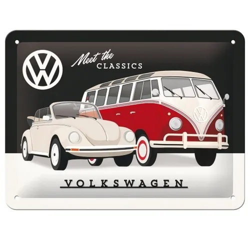 Nostalgic-Art Metallschild Blechschild 15x20 cm - Volkswagen - VW Meet The Classics