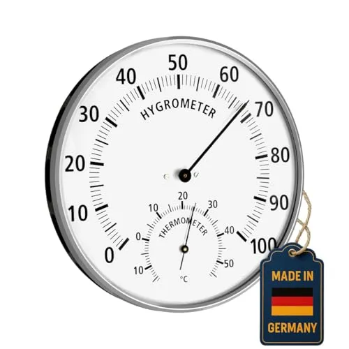 TFA Dostmann 45.2019 Analoges Thermo-Hygrometer, mit Metallring, für ein gesundes Raumklima, (L) 132 x (B) 33 x (H) 132 mm