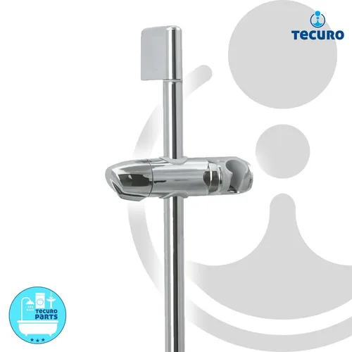 tecuro Brausestange SE60 - Hochglanzverchromte Wandstange - Duschschläuche - Stufenlos höhenverstellbarer Konus-Brausegleiter für individuelle Brausepositionierung und einfache Montage.