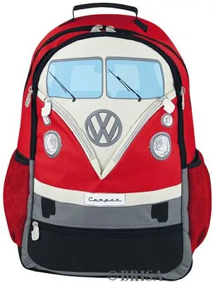 BRISA VW Collection - T1 Bulli Bus Rucksack - Rucksack im T1 Bulli Bus Design, 30l Volumen, mit gepolstertem Laptopfach und atmungsaktiver Rückenpolsterung. Ideal für Schule, Ausflüge und Wanderungen. Offiziell lizenziertes Volkswagen Produkt.