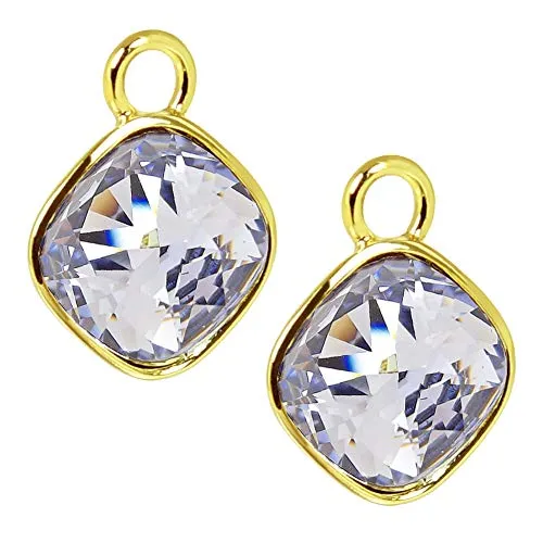 Charm Anhänger 2 Stück Gold 925 Sterling Silber Lila für Creolen Markenkristalle NOBEL SCHMUCK®