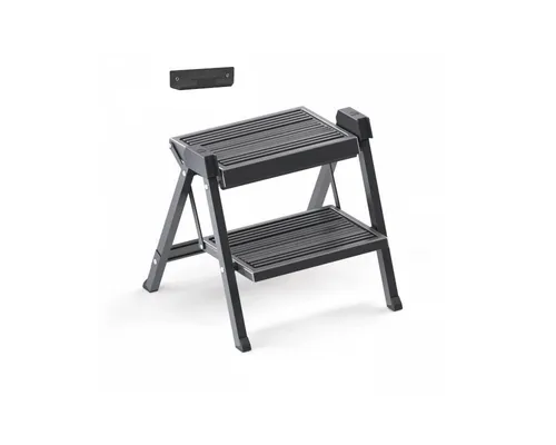 HAILO StepFix Trittleiter 4410001 - Faltbare Trittleiter aus Aluminium, ideal für Zuhause mit einer Tragfähigkeit von 120 kg und kompakt für einfache Aufbewahrung.