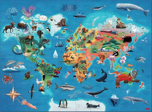 Produktbild Haba Puzzle 100 Teile Kinder Puzzle Weltkarte 2013400001, Puzzleteile