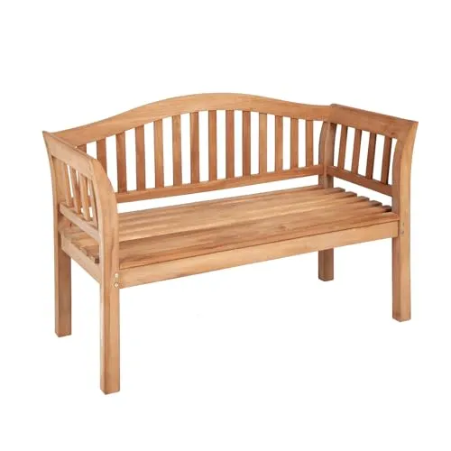 Riess Ambiente Massive Gartenbank Empire Teak 130cm - Bänke aus massivem Teakholz mit geschwungener Rückenlehne, wetterfest und ideal für den Outdoorbereich, perfekt für Garten und Terrasse.