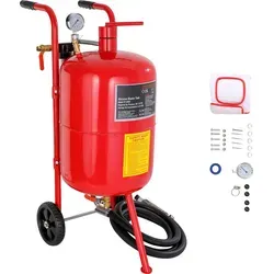 SucceBuy 10Gal/40L Sandstrahler Ausgestattet mit Düsenabsperrventil, Manometer, Keramikdüse, 2,5m Schlauch, Einfülltrichter, Wasserfalle, 6
