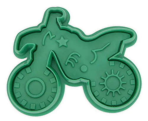 Ausstecher Plätzchenform Keks Präge-Ausstecher mit Auswerfer Motocross  8 cm