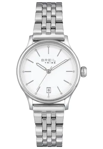 Breil Uhr Damen Classy Ziffernblatt Weiss Bewegung NUR Zeit Quartz e Bracelet Stahl Silber EW0495