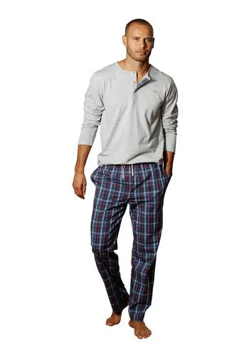 s.Oliver Pyjama, 2-tlg. Schlafanzug in grau-meliert, Gr. 52/54 - Bequemer s.Oliver Pyjama in langer Form mit Knopfleiste, ideal für entspannte Nächte.