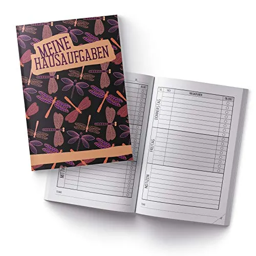 itenga Hausaufgabenheft Libellen DIN A5 96 Seiten Schulbedarf Meine Hausaufgaben für Grundschule Gemeinschaftsschule Gymnasium