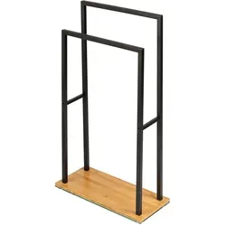 WENKO Handtuchhalter Bambusa schwarz - Halter (Handtuch-, Fön-, Toilettenp.h.), elegantes Design aus Bambus in Schwarz, ideal für stilvolle Bäder