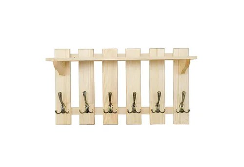 Garderobenpaneel 70x40 cm aus massivem Kiefernholz mit 6 Haken - Praktische Wandgarderobe aus hochwertigem Kiefernholz, ideal für den modernen Eingangsbereich. Mit 6 stabilen Haken für Jacken und Taschen, sorgt sie für Ordnung und Stil.