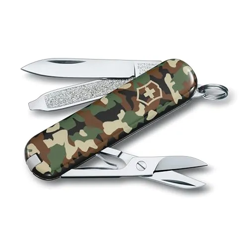 Victorinox Classic 0.6223.94 Schweizer Taschenmesser - 7 Funktionen Camouflage - Taschenmesser mit 7 Funktionen, ideal für Outdoor-Abenteuer und Alltag, im stylischen Camouflage-Design.