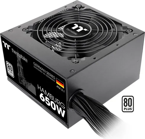 Thermaltake Hamburg 650W ATX3.1 Netzteil - Hochwertiges 650W ATX3.1 Netzteil mit 80+ Effizienz, ideal für leistungsstarke Gaming-PCs und stabile Stromversorgung.