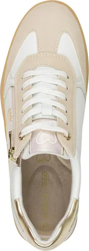 MARCO TOZZI Sneaker aus Lederimitat - Stylische Sneaker in Weiß Gold, ideal für den Freizeitlook, mit bequemer Schnürung und blockabsatz für optimalen Tragekomfort.