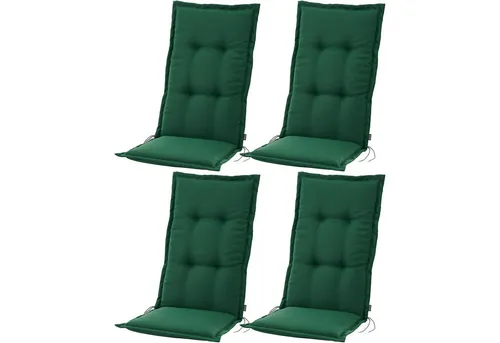 BURI Hochlehnerauflage 4x - Komfortable Sitzkissen für Gartenstühle - Gartenstuhlauflagen, 7 cm starke Polsterung für maximalen Komfort und elegantes Dunkelgrün, wetterfest und pflegeleicht - ideal für entspannte Stunden im Freien.
