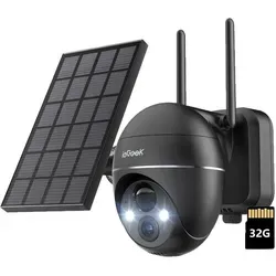 ieGeek 5MP Überwachungskamera Aussen Akku WLAN mit 32G TF-Karte Solar Kamera Überwachung Outdoor Kamera Außenkamera kabellos mit Farbige Nachtsicht - Schwarz