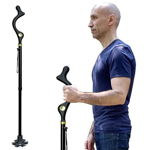 AOHHL gehstock Herren klappbar spazierstock Damen gehstöcke gehhilfe Stock Walking Stick Cane für senioren Erwachsene krücke leicht, Legierung (schwarz2)