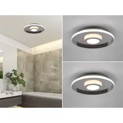 LED Deckenleuchten Set Chrom Ø30cm – dimmbar für Badezimmer & Gäste WC - Das 2er Set moderner Deckenleuchten vereint schlichte Eleganz und Funktionalität. Mit IP44-Schutz ideal für Feuchträume, sorgt der integrierte Dimmer für individuelle Lichtstimmungen.