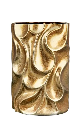 GILDE Deko Keramik Vase - Antik Gold, 36 cm - Wasserdichte Blumenvase aus europäischer Herstellung, ideal für Vintage- und Boho-Stile. Perfekte Deko für Sideboards oder Fensterbänke und ein schönes Geschenk zu vielen Anlässen.