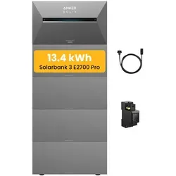 Anker SOLIX Solarbank 3 E2700 Pro - Powerstation mit 2,7 kWh Kapazität und 3600 W Eingangsleistung. Modular erweiterbar auf 16 kWh für maximale Flexibilität und intelligente KI-Steuerung.