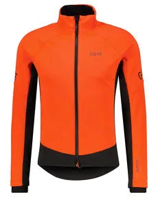 GOREWEAR C3 GORE-TEX INFINIUM™ Thermo Jacke, Fireball/Black, S - Hochwertige Herren-Jacke für Radfahrer, winddicht und wasserabweisend dank GORE-TEX INFINIUM™. Ideal für kalte Wetterbedingungen mit sportlicher Passform und Fleece-Innenfutter.