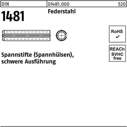 Spannstift DIN 1481 35 x 50 - schwere Ausführung aus Federstahl - Nieten, robuster Spannstift aus Federstahl für hohe Belastungen, ideal für Maschinenbau und Konstruktion.