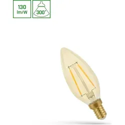 Spectrum LED Filament Kerze 2W = 25W E14 klar Gold Retro Shine warmweiß 2700K