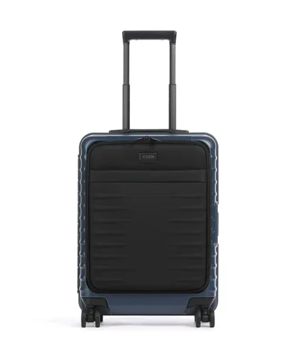 TITAN Overseas Trolley S23 – Midnight Blue - Trolley mit innovativer Rahmenkonstruktion, kratzresistenter Oberfläche und Vortasche für Laptop. Ideal für Geschäfts- und Kurzreisen, Made in Germany.