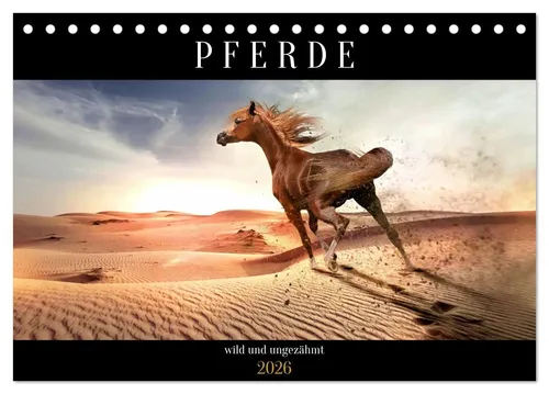 Pferde - wild und ungezähmt (Tischkalender 2026 DIN A5 quer) - Entdecken Sie traumhafte Bilder frei lebender Pferderassen in diesem hochwertigen Tischkalender. Ideal für Pferdefreunde und Naturbegeisterte, bringt er die Schönheit der Natur in Ihr Zuhause.