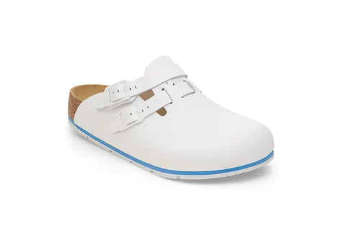 BIRKENSTOCK Kay Pro Leder Clogs - Unisex Berufsschuhe für Medizin und Gastronomie - Zertifizierte Clogs mit anatomisch geformtem Kork-Latex-Fußbett, rutschfester Laufsohle und verstellbarem Fersenriemen - ideal für Pflegepersonal und Servicekräfte.