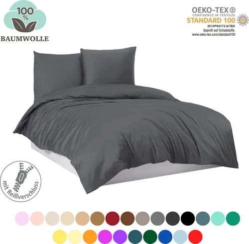 Bettwäsche Bettgarnitur Bettbezug 100% Baumwolle 155x220 135x200 200x200 200x220, Farbe:Vanille Gelb, Grösse:2tlg. 135 x 200 cm