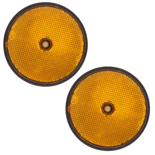 2x Reflektor Anhänger Orange Rund 85mm Seitenstraher Wohnwagen PKW Katzenauge