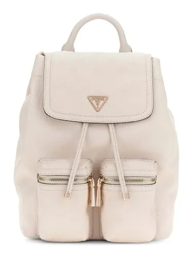 GUESS Manhattan II Flap Backpack Stone Logo creme in beige von GUESS